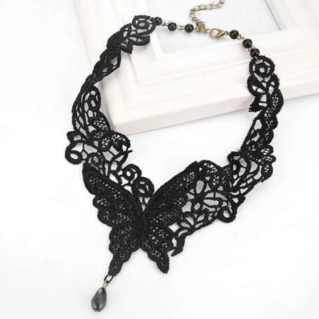 Модное кружевное сексуальное готическое колье с бабочкой черный шейный ожерелье для женщин ювелирные изделия.