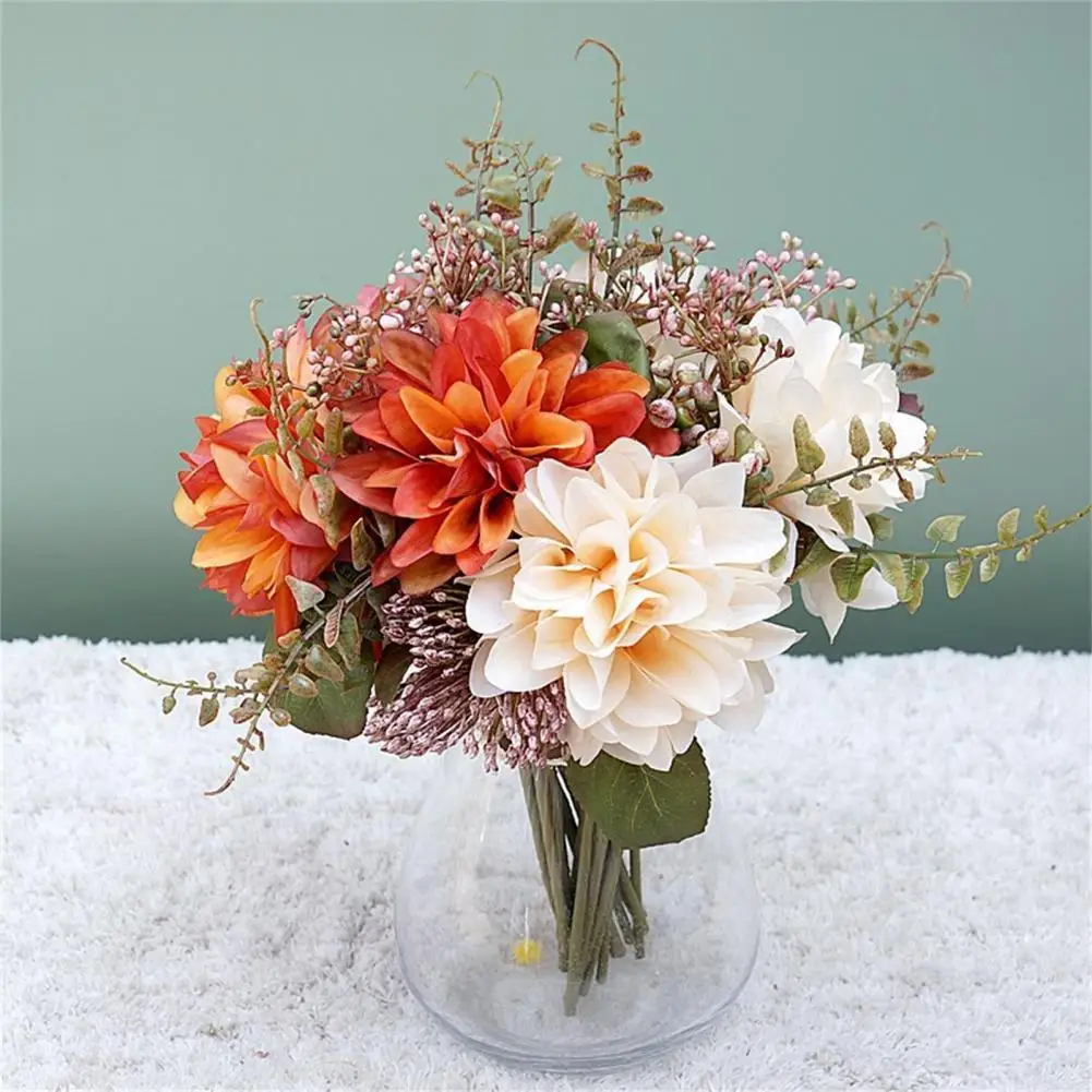 

Разноцветные 1 букет искусственных цветов, восхитительный Настольный искусственный цветок для сборки, свадебное украшение