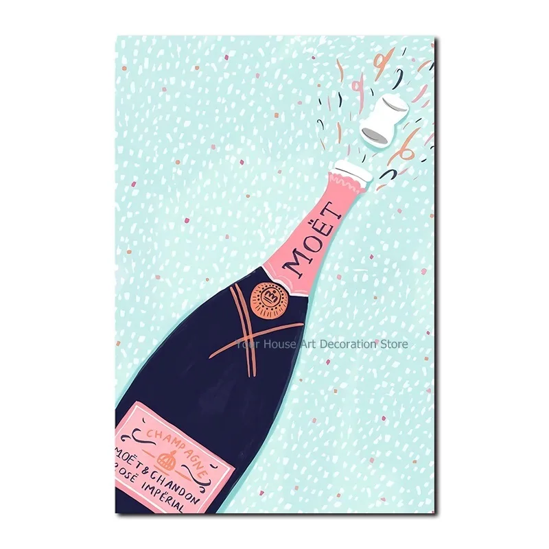 

Modern Champagne Canvas Painting Posters and Prints Abstract Beer Wall Art Image for Living Room Beer Bar Home Decor