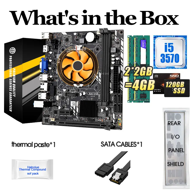 Комплект материнской платы H61M LGA 1155 с процессором I5-3570 и DDR3 2*2 Гб = 4 ОЗУ для ПК 1333