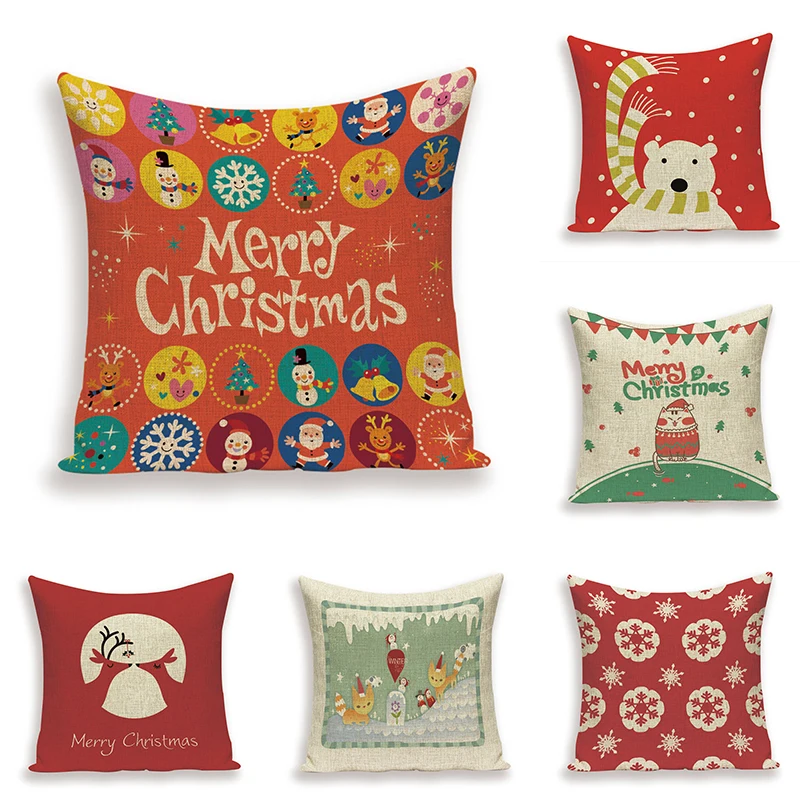 

Christmas animal pillowcase pillow happy holidays Throw Pillow Covers Decorative