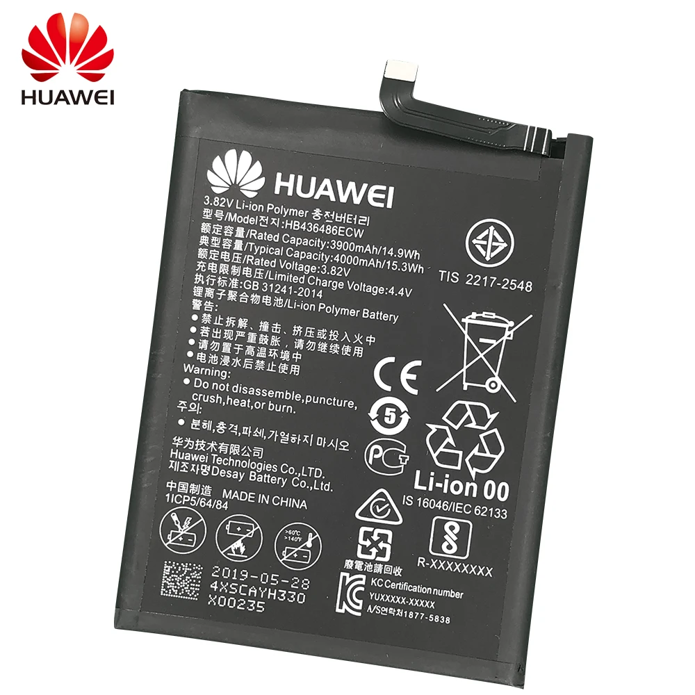 Оригинальный аккумулятор Hua Wei HB436486ECW для Huawei mate 10 Mate pro lite X ALP AL00 3900/4000