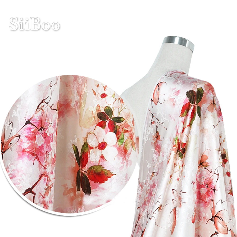 Роскошная розовая жаккардовая ткань с цветочным принтом из спандекса шелковая