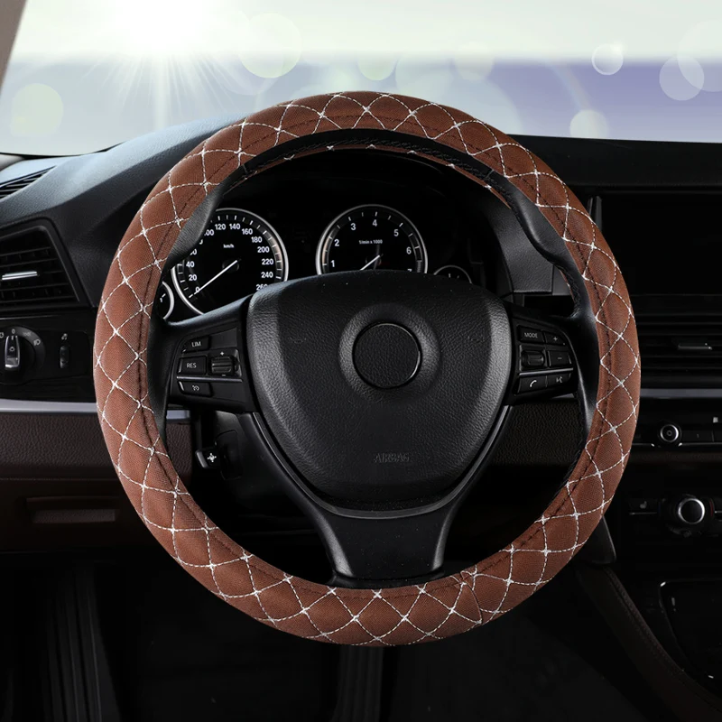 

Car-styling Steering Wheel Cover Carbon Fiber Leather 37-38CM Cars Wheel Covers Anti Slip Breathable Universal Auto Accessories