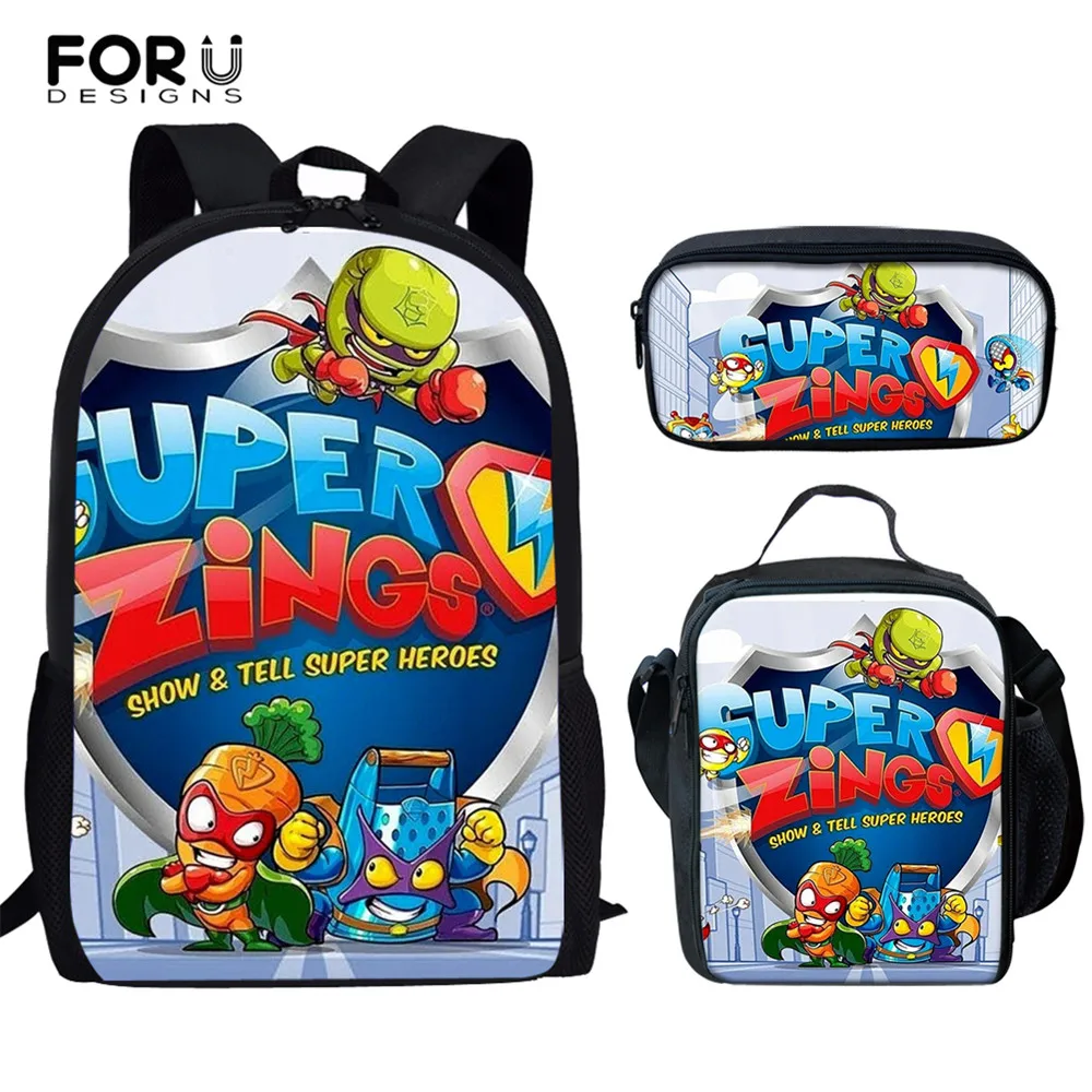 

FORUDESIGNS Boys Cartoon Anime Schoolbag 3set/pcs Children Bagpack Primary School Book Bags for Teenage Boys Kid Backpacks 2020