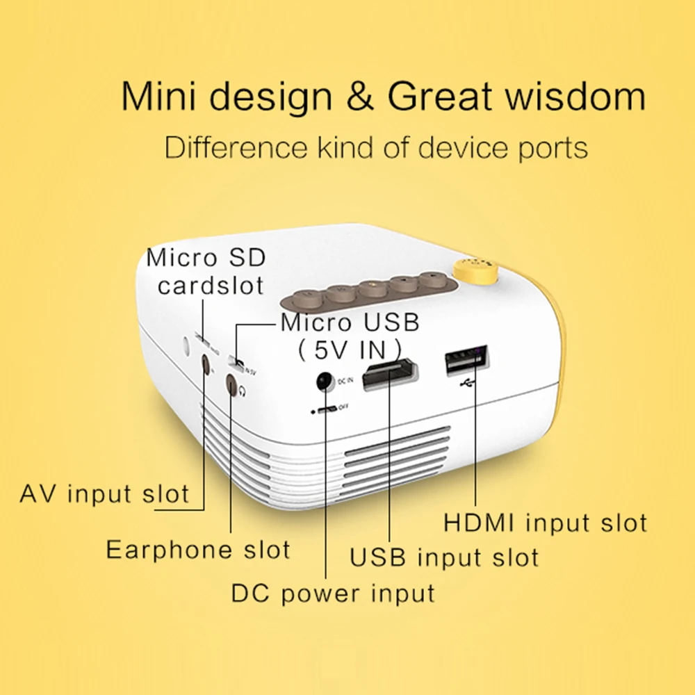 YG200 Мини Портативный HD проектор USB/AV/HDMI/TF США Проводной мобильный телефон с таким же для домашнего кинотеатра