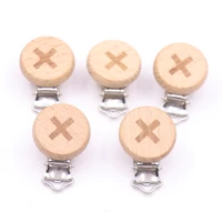 5 pcs wooden pacifier clips round wooden clip charms for baby pacifier chain teether toys