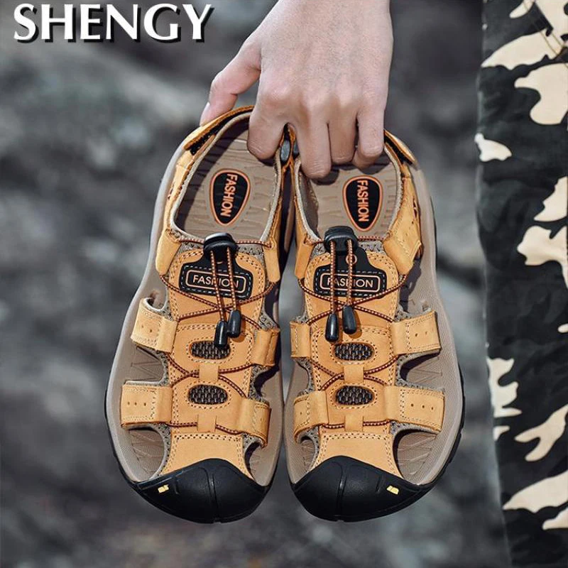 Сандалии мужские классические мягкая подошва удобные босоножки большие размеры