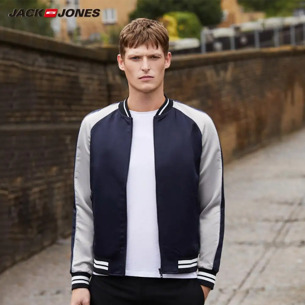 JackJones осень мужская трендовая куртка-бомбер Повседневная бейсбольная куртка с