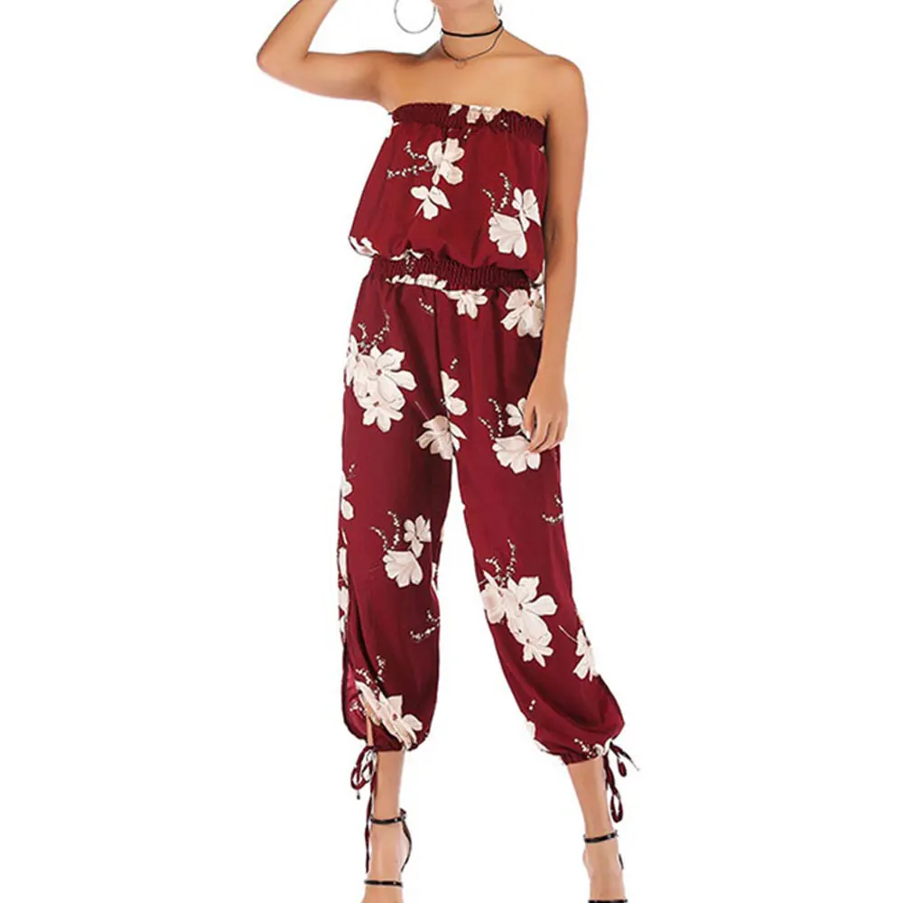 Модные летние свободные повседневные женские комбинезоны с открытыми плечами