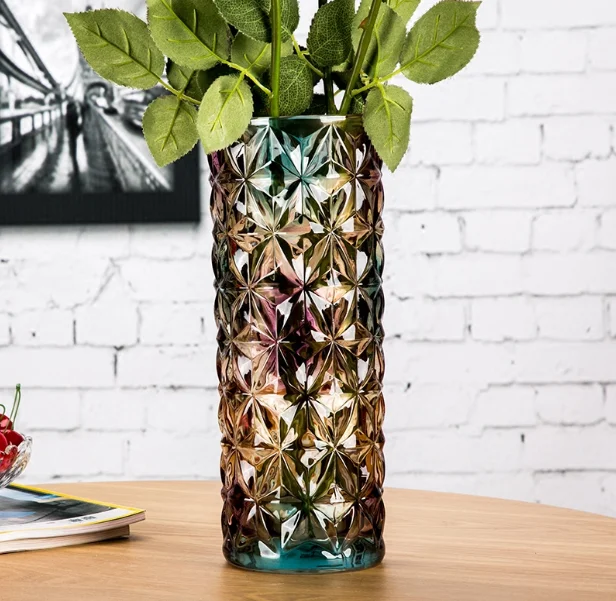 European Large Crystal Glass Vase Living Room Small Fresh Decoration Flower Arrangement Hydroponic Dried Floor Q294 | Дом и сад