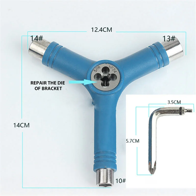 

Skateboard Repair Y Shape Tool Portable Multifunctional Accessory with L Type Wrench SEC88
