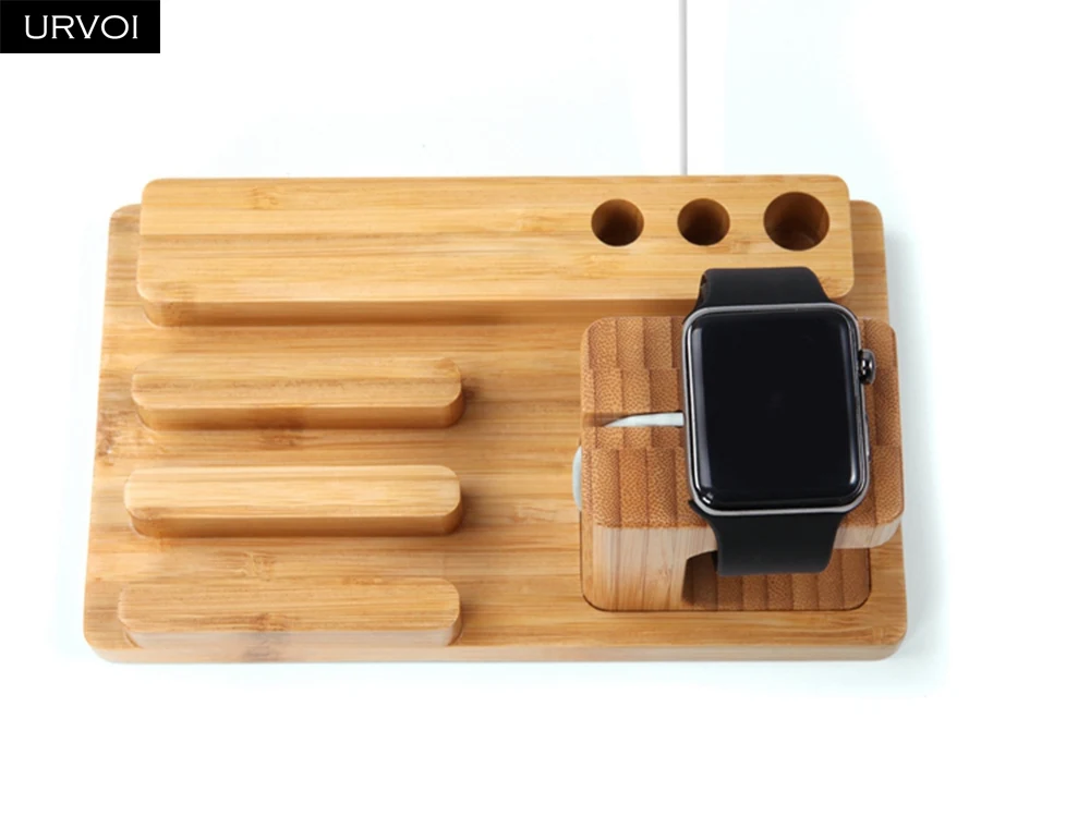 URVOI подставка для Apple Watch series 5 4 3 2 1 бамбуковый держатель для iWatch деревянный стол Хранитель коллекция современный дизайн 38 40 42 44 мм
