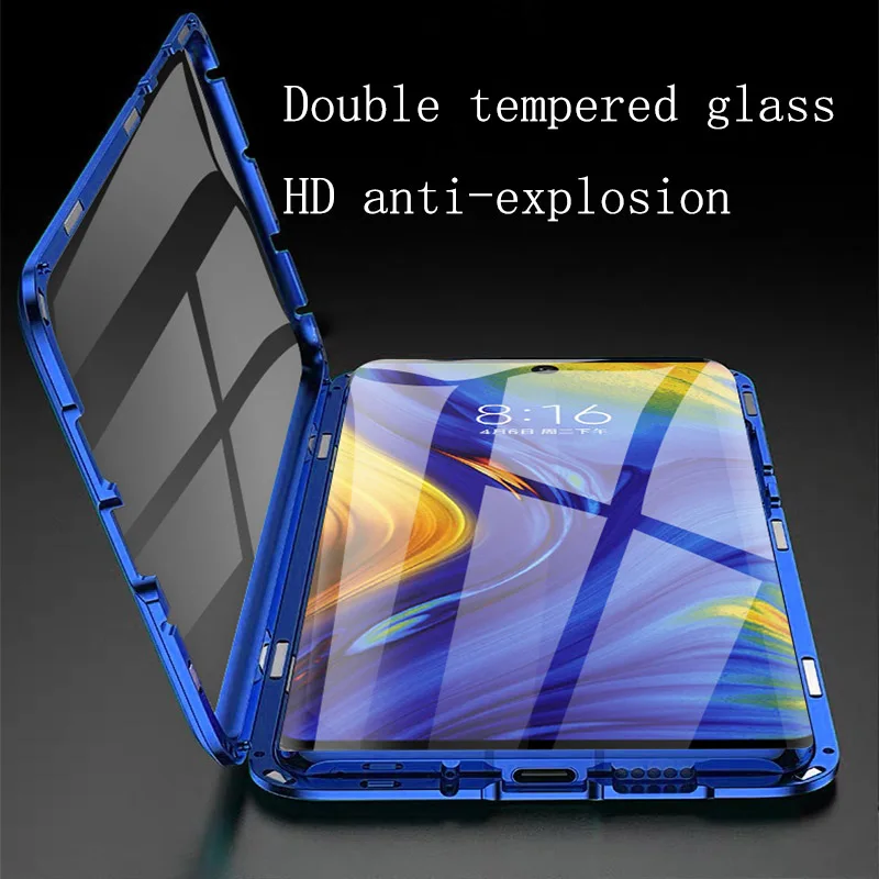 Двухсторонний стеклянный металлический магнитный чехол для Samsung Galaxy S10 S9 S8 Plus S10E