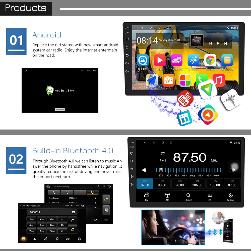Panlelo S12 Универсальный 9-дюймовый Авторадио автомобиль Android 9 GPS Навигация стерео