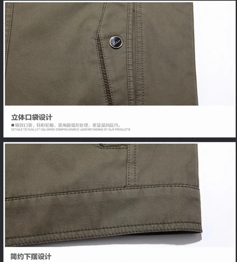 

Spring And L-6xl Autumn New Middle-aged Men's Stand Collar Casual Solid Color Father Cotton Jacket Plus Size Clothing