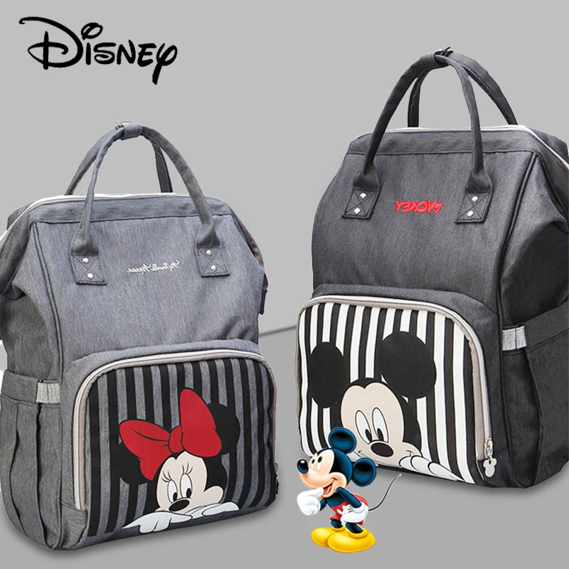 

Сумка для подгузников Disney Mickey Minnie с USB, водонепроницаемая сумка для беременных/подгузников, Бесплатная Сумка-крючок для коляски, вместительные рюкзаки Mochila