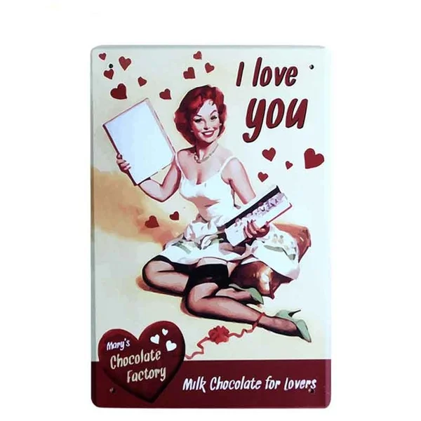 

Оловянная Вывеска «Я люблю тебя», металлический Ретро магазин шоколада, сладкий магазин, Декор