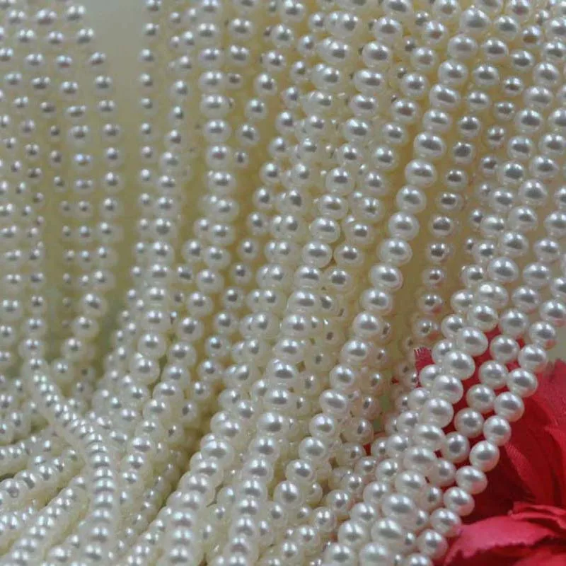 

Genuine Freshwater 3.5 mm Gorgeous Pearl Strong Luster White Pink Purple Loose Beads 1 String for Handmade Necklace DIY Jewlry