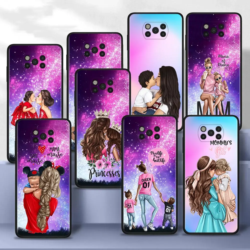 

Fashion Girl Super Mom Baby Case for Xiaomi Poco X3 Pro M3 F3 F1 Pocophone X3 NFC M3 Pro 5G Silicone Phone Cover Coque Shell Bag