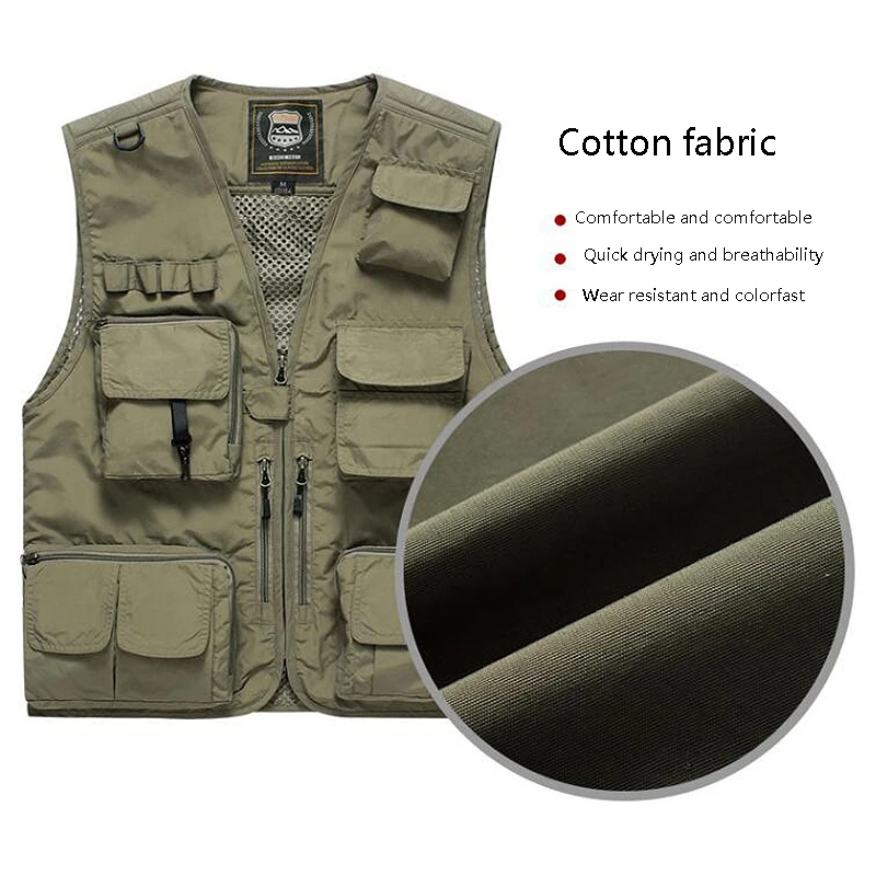 Мужская многофункциональная быстросохнущая рыболовная жилетка сетчатая