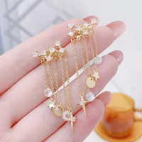 2021 fashion design tassel bohemia earring for women 14k real gold aaa cz stud earrings trendy pendant jewelry accessories gift
