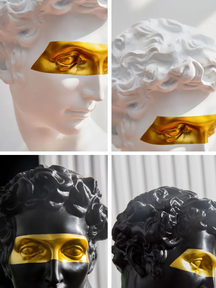

Creative Resin Figure Sculpture Black and White David Sculpture Statue Model Nordic Decoration Home Living Room Decoration
