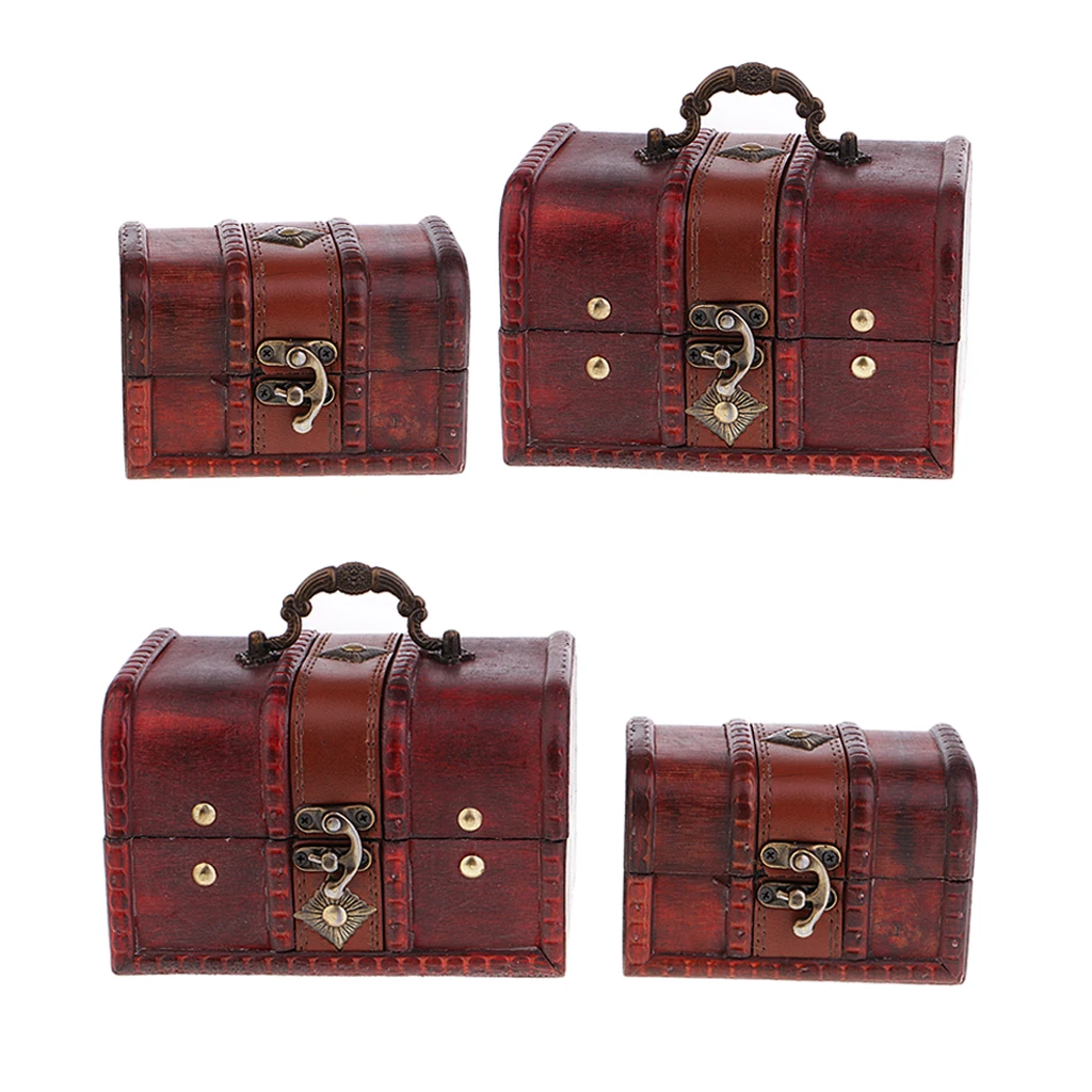 4x деревянная шкатулка для ювелирных изделий ожерелье браслет хранения