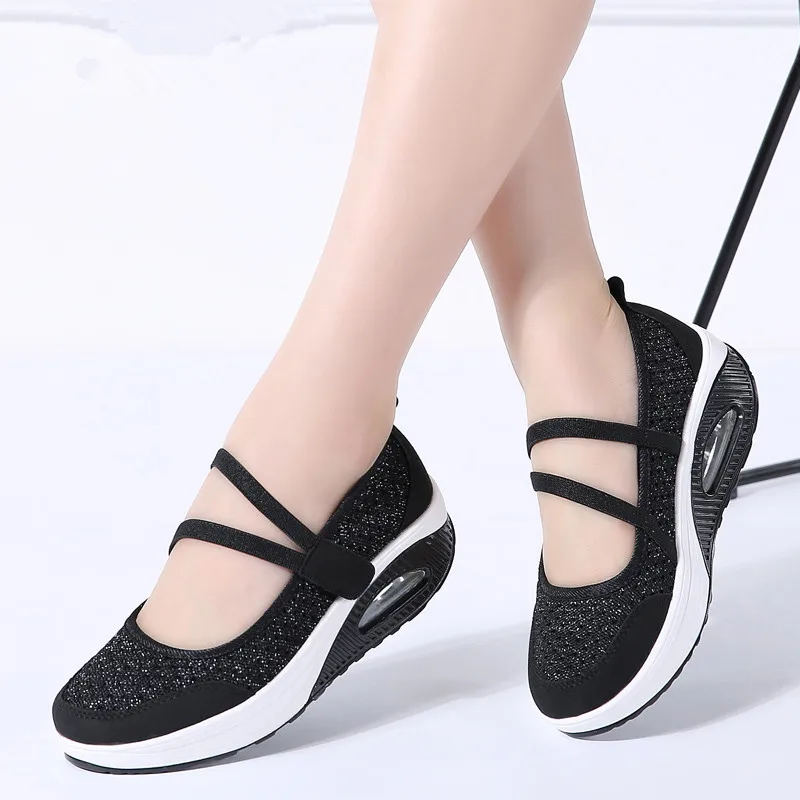 2018 летние женские туфли на плоской платформе Женская дышащая повседневная обувь