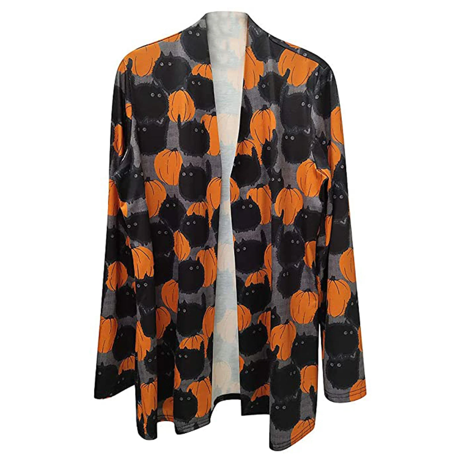 

Women's Cardigan Halloween Elements Long Sleeve Open Front Knit Sweater Overwear Coat Plus Size Sweatshirt J55
