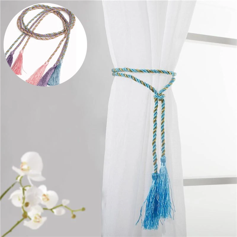 

120cm Home Window Curtain Tassels Tiebacks Rope Colorful Tieback Hand-Woven Lanyard Strap Home Decoration Curtain Accessories