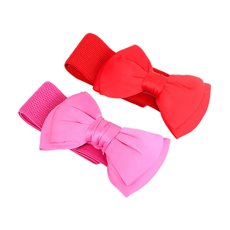 Модный женский шифоновый эластичный пояс с бантом широкий на талию однотонные