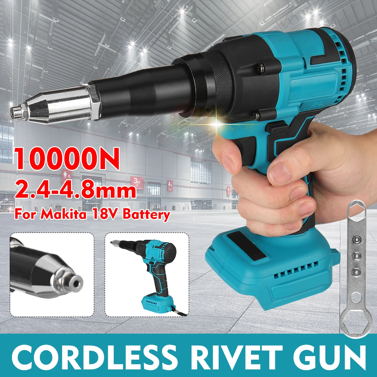 Cordless Electric Rivet Gun 2.4-4.8mm With LED Light Rivet Nut Gun Drill Insert Nut Pull Riveting Tool For Makita 18V Battery