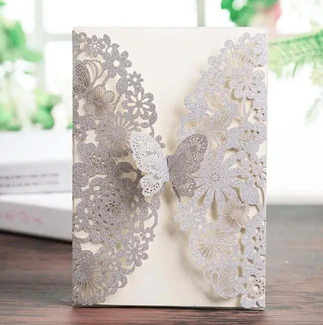 CW5008-S 1 шт образец карты Лазерная резка свадебные приглашения с полым цветочным пригласительные карты на день рождения помолвка свадебный душ - Цвет: CW5008-S