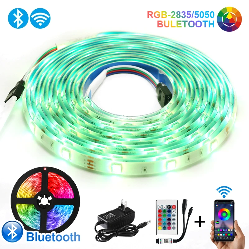 

RGB 5050 LED Strip Lights Waterproof Flexible Ribbon DC 12V 2835SMD Bluetooth Wifi Tape Diode Bedroom Decoration luces Led Light