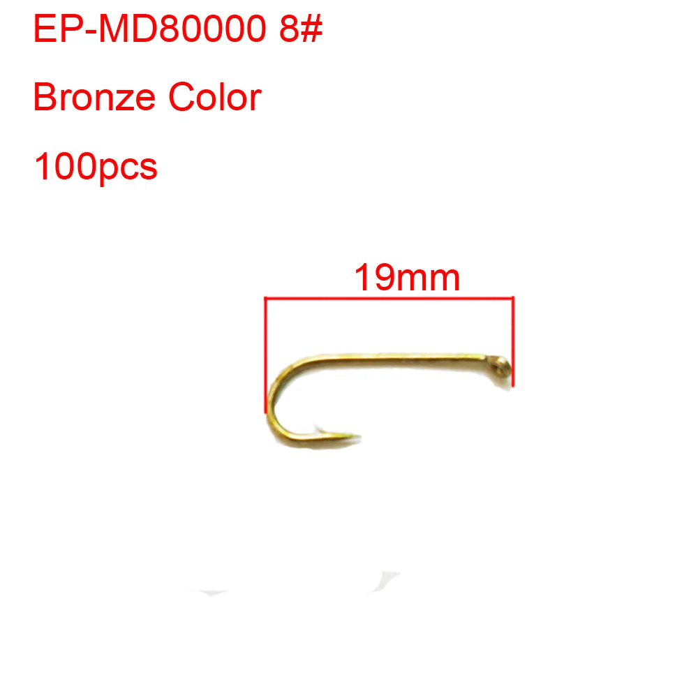 

100pcs eupheng EP-MD80000 Dry fly fishing hook bronze color L