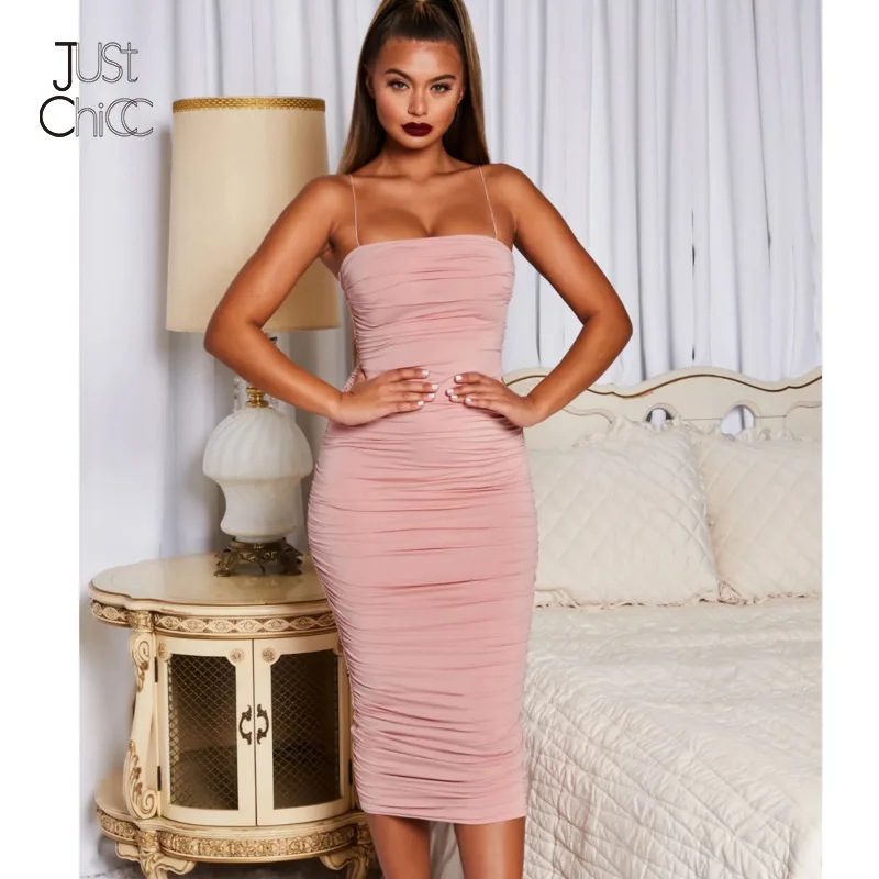 Сетчатое летнее платье Justchicc женское без рукавов на бретелях спагетти