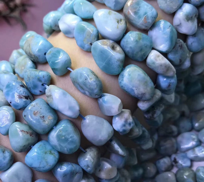 

Natural larimar stone irregular Beads Loose Perle crystal for jewelry making DIY bracelet necklace needlework