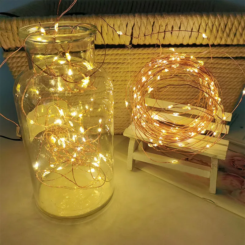 

Светодиодная гирлянда из медного провода, уличный праздничный светильник на Рождество, свадьбу, вечеринку, украшение для дома и комнаты