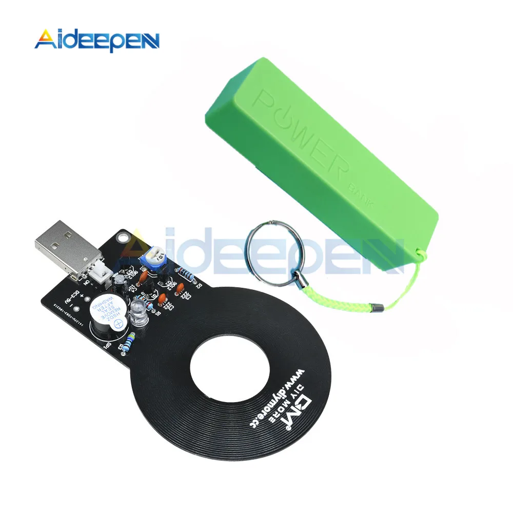 Detector Green Case Детектор металла Комплект DC 3 V-5 V 60 мм детектив Бесконтактный Сенсор модуль с 18650 USB Мощность банка коробки DIY Kit детектор металла искатель - Цвет: Detector Green Case