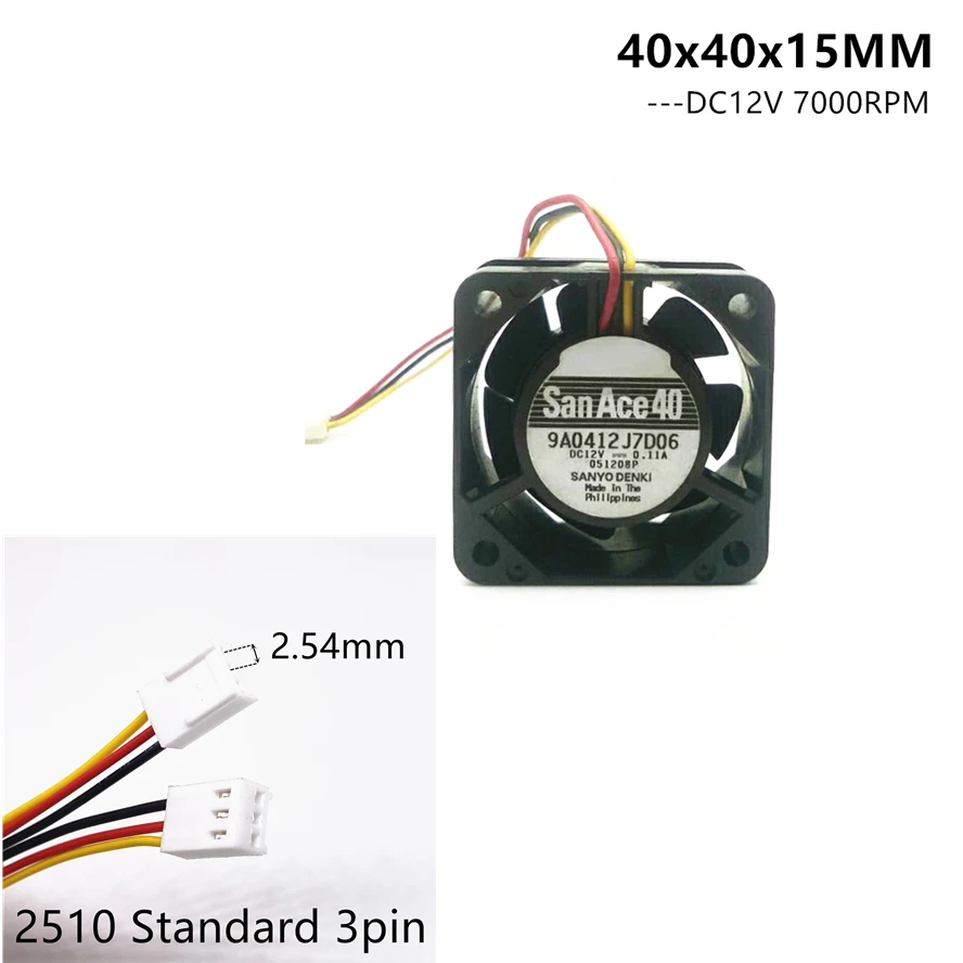 SAN ACE 40 4015 40mm 40*40*15MM Server Fan Dual Ball Bearing 12V 0.11A 9A0412J7D06 Server Case Cooling Fan 3pin (art.: 7837cbc1b) - 7837cbc1b
