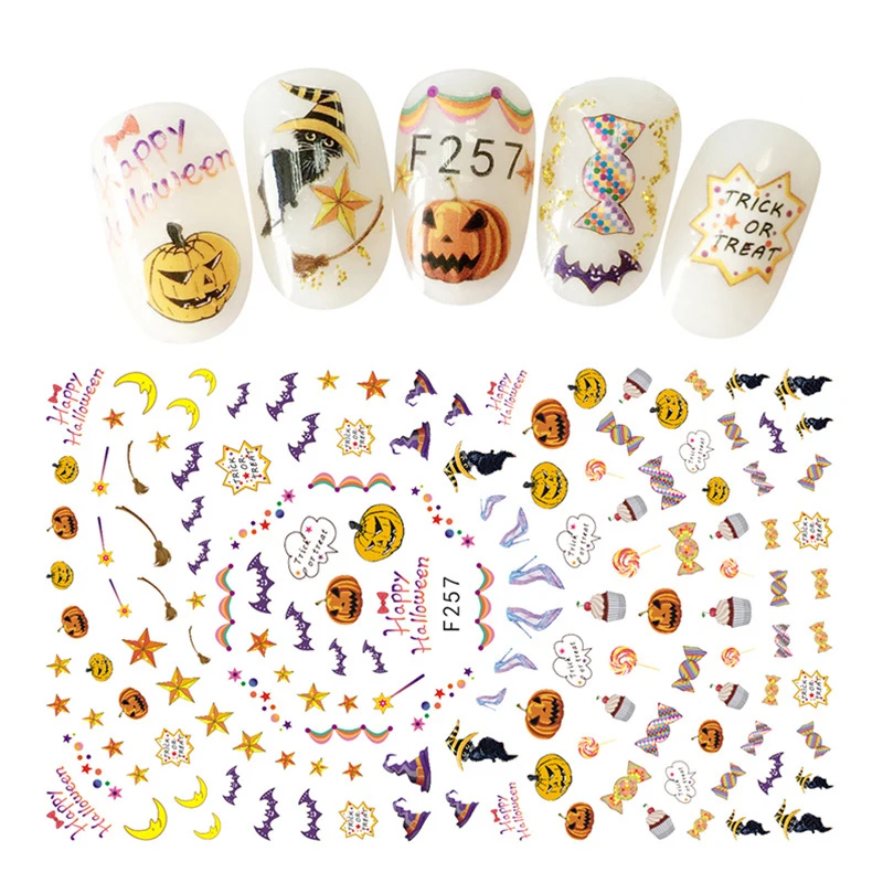 

3D Halloween Nail Stickers Decal Pumpkin Skull Sexy Lip Devil Nail Art Stickers DIY Nail Accessories Halloween Party