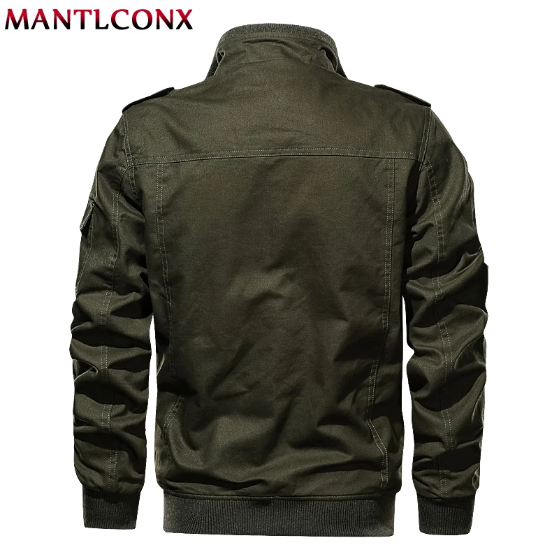 MANTLCONX военная куртка-бомбер для мужчин зимняя повседневная мужская куртка однотонная верхняя одежда пальто на молнии мужское ветрозащитное пальто 6XL