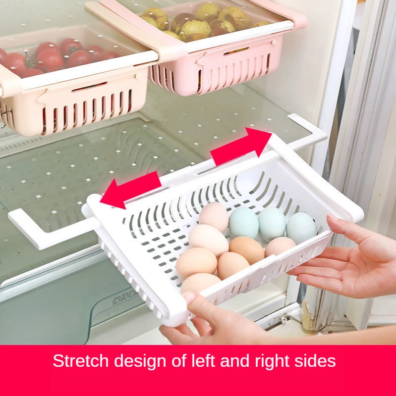 Fridge Organizer Storage Rack Freezer Shelf Pull-out Refrigerator Box Food Preservation Partition Container | Дом и сад