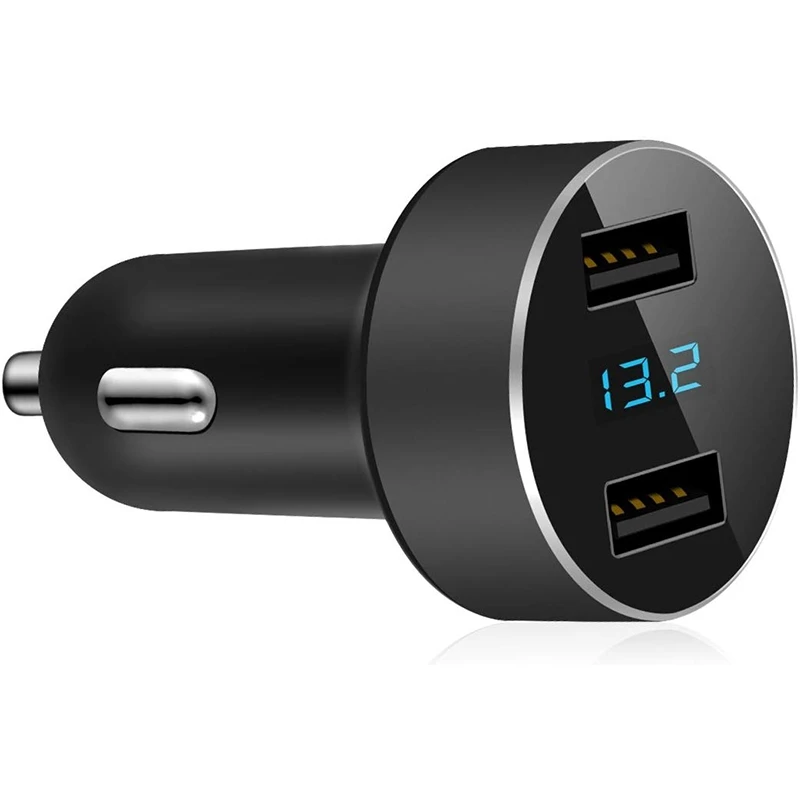 

Автомобильное зарядное устройство с двумя usb-портами, автомобильный адаптер на выходе 4.8A, измеритель напряжения прикуривателя, совместимый...
