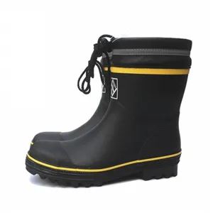 Safety Fishing Hunting Boots Men Black Rubber Steel Toe Steel Sole Rain Boots Anti-stabbing Gumboots and Anti-smashing Galoshes