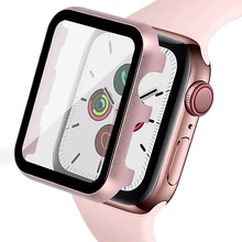 Metal shell for Apple Watch 44mm 40mm Protector with Screen Protective Film iwatch 42mm 38mm series 5 4 3 2 1 HD Transparent