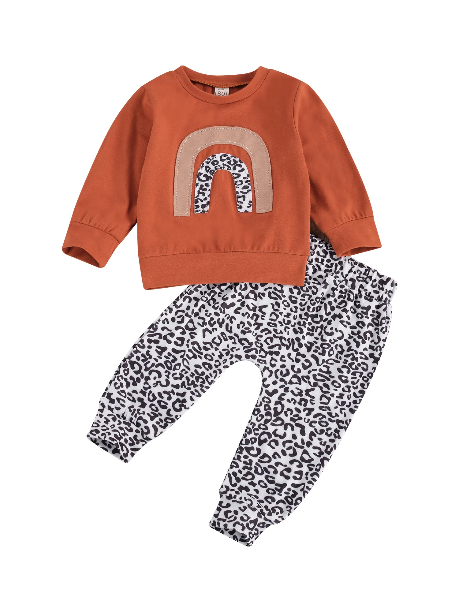 

Комплекты одежды для новорожденных девочек и мальчиков 0-24 мес., пуловер с длинным рукавом и радужным леопардовым принтом, свитшот, топы и шт...