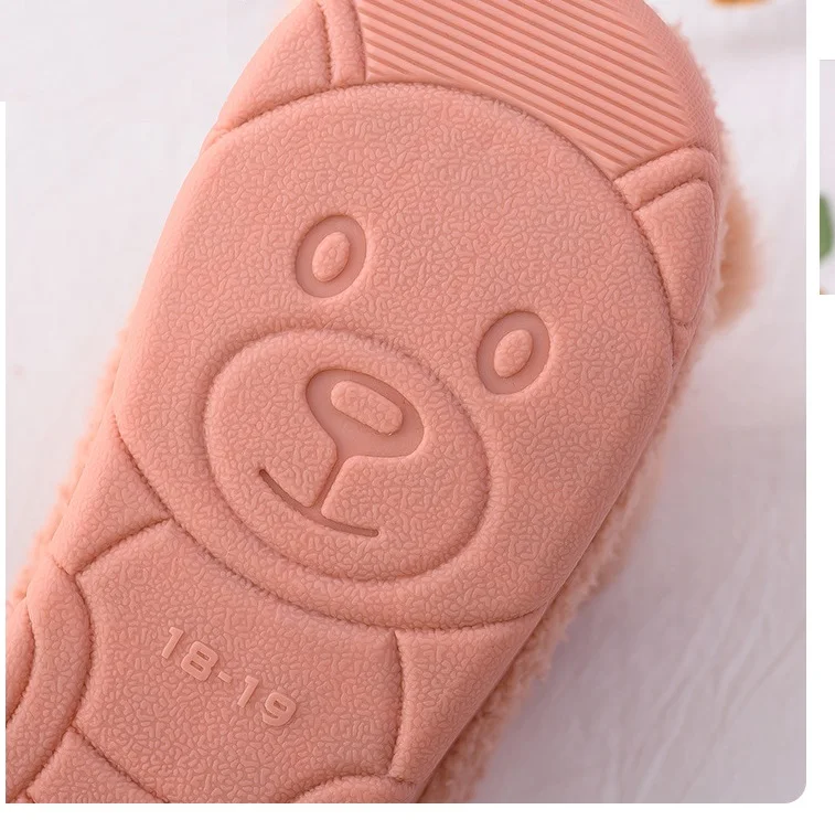 

Winter Kids Slippers Child Winter Home Slipper Cartoon monkey Slipper for Girl Boys Warming Indoor Shoes Unisex baby fur slides