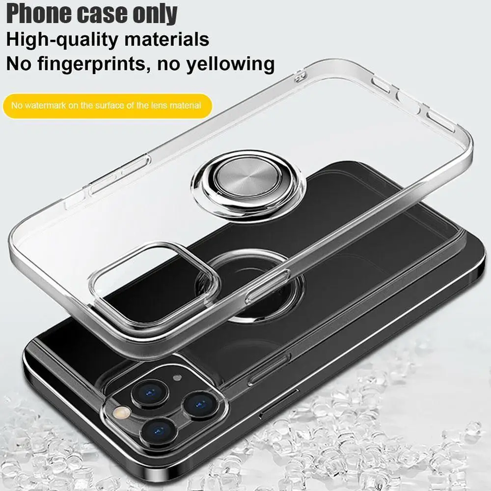 

Suitable For iphone 12 mobile phone case cover Shockproof Ring Hybrid Stand Case Soft Cover Transparent Clear S4C0
